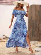 Ruffled Printed Off Shoulder Maxi Dress (3)