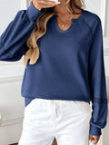 Notched Raglan Sleeve Sweatshirt