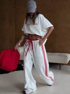 Side Stripes High-waisted Wide-leg Sweatpants (24)
