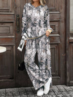 Printed Long Sleeve Hoodie Pants Set (2)