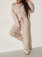 Zip-up Hoodie Wide-leg Pants Set (5)