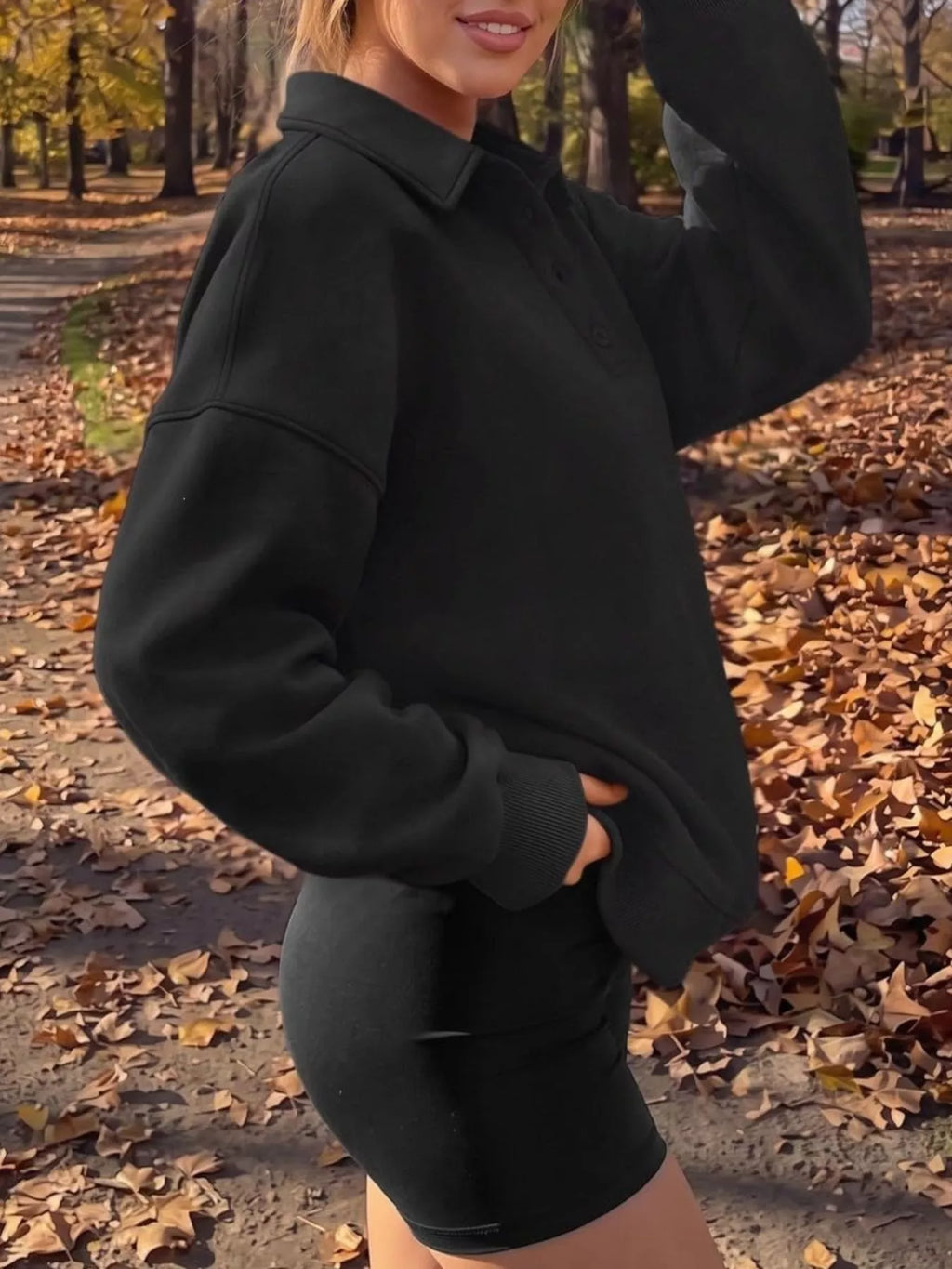 Button Detail Dropped Shoulder Sweatshirt (9)