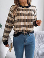 Striped Round Neck Long Sleeve Sweater (10)