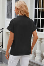 Notched Short Sleeve Blouse (12)