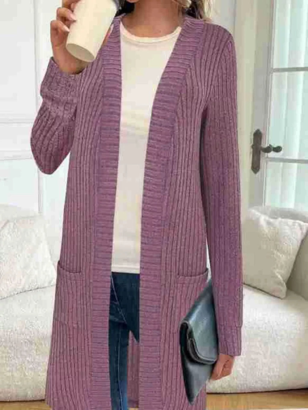 Ribbed Knit Open Front Cardigan (7)