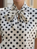 Polka Dot Tie Neck Blouse (3)