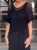 Full Size Openwork Knit Cover Up Dress Set Plus (14)