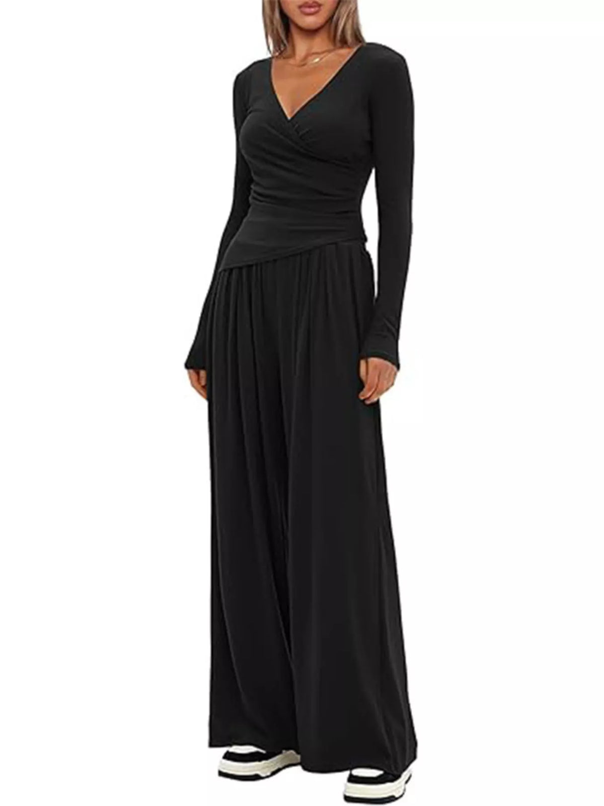 Casual Long Sleeve Top Pants Two-piece Set (8)
