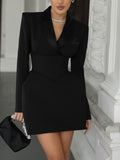 Black Long Sleeve Belted Mini Blazer Dress variant CJLY223283401AZ|CJLY223283402BY|CJLY223283403CX|CJLY223283404DW|CJLY223283405EV