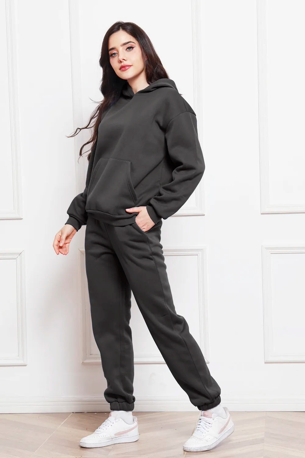 Drop Shoulder Long Sleeve Hoodie Pants Set (29)