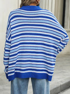Striped Mock Neck Long Sleeve Sweater (2)
