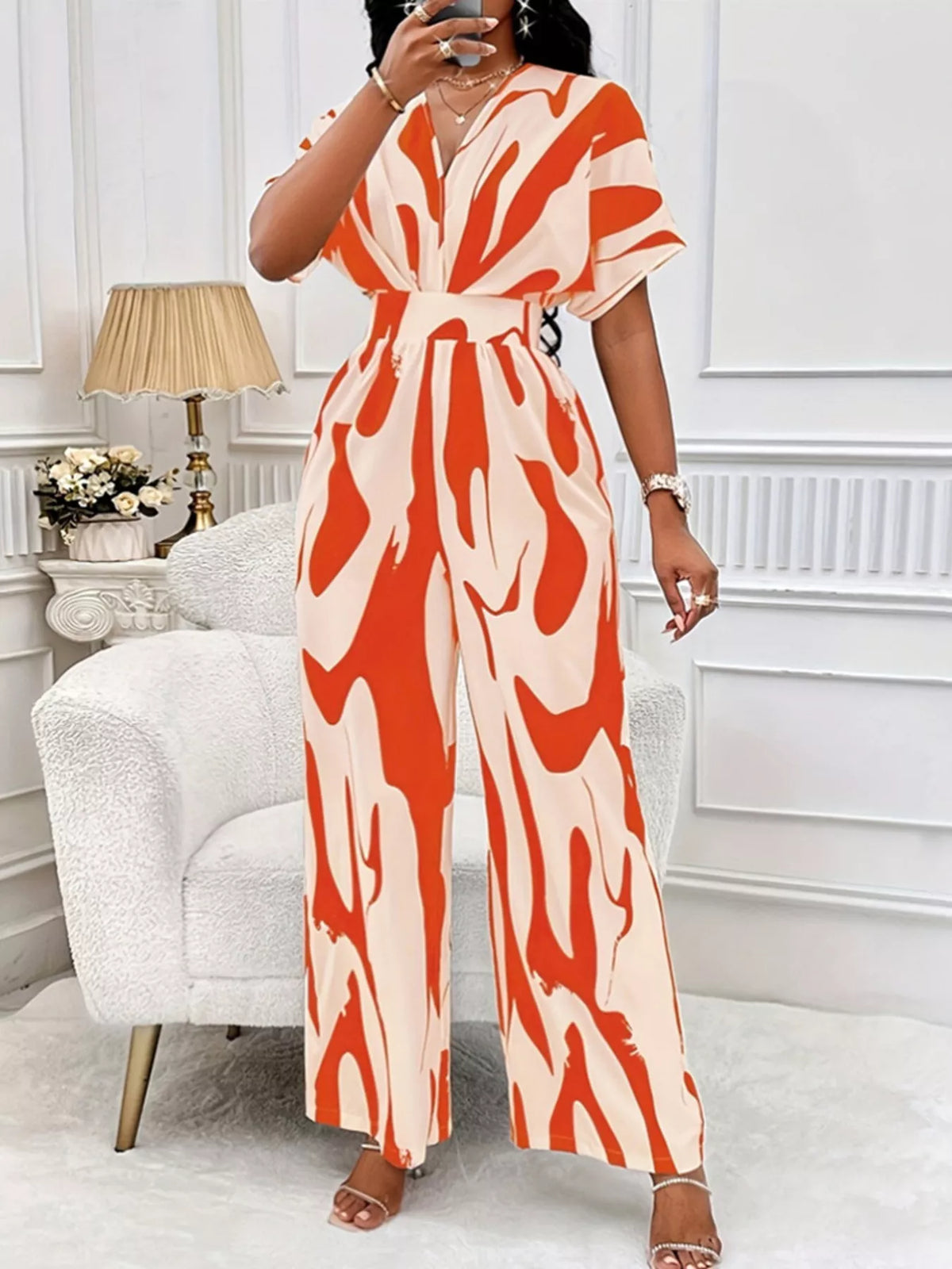 Abstract Print Wide-leg Jumpsuit (13)