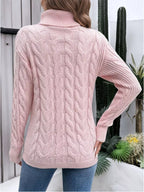 Cable Knit Turtleneck Long Sleeve Sweater (19)
