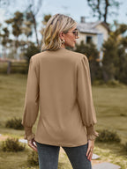 Notched Neck Flounce Sleeve Blouse (18)