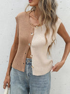 Two-tone Button Up Cardigan (2)