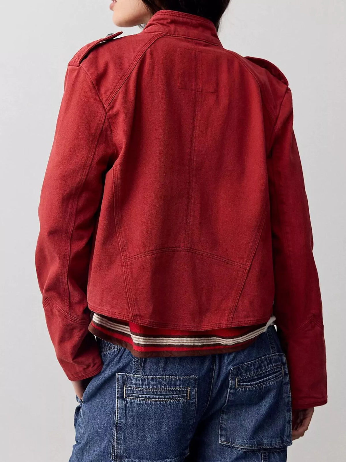 Decorative Button Cropped Jacket (3)