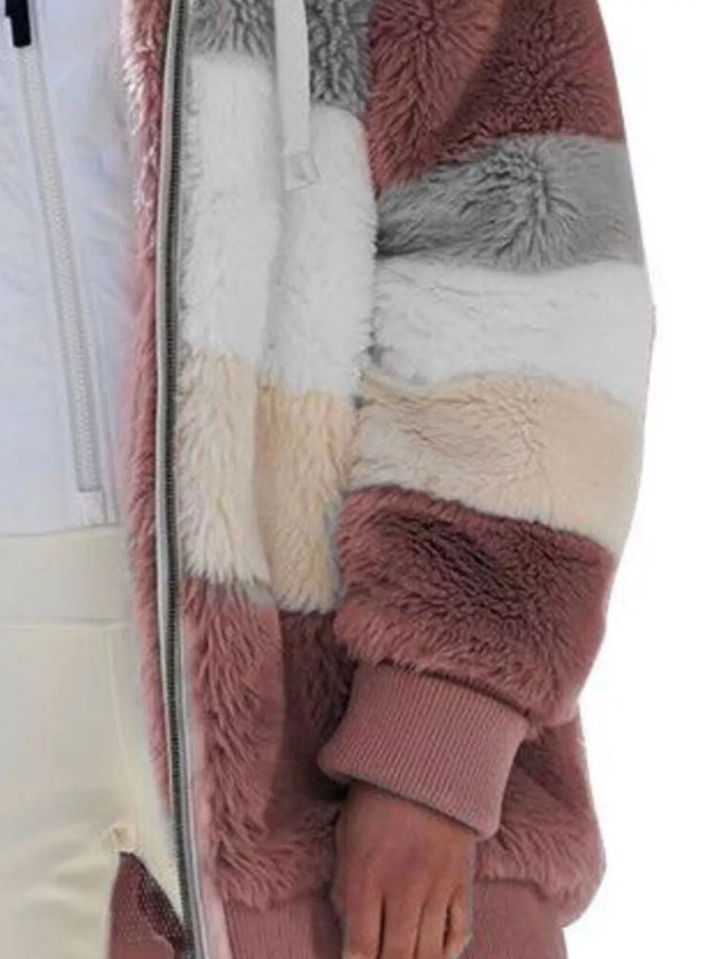 Full Size Fuzzy Zip Up Hooded Outerwear Plus (7)