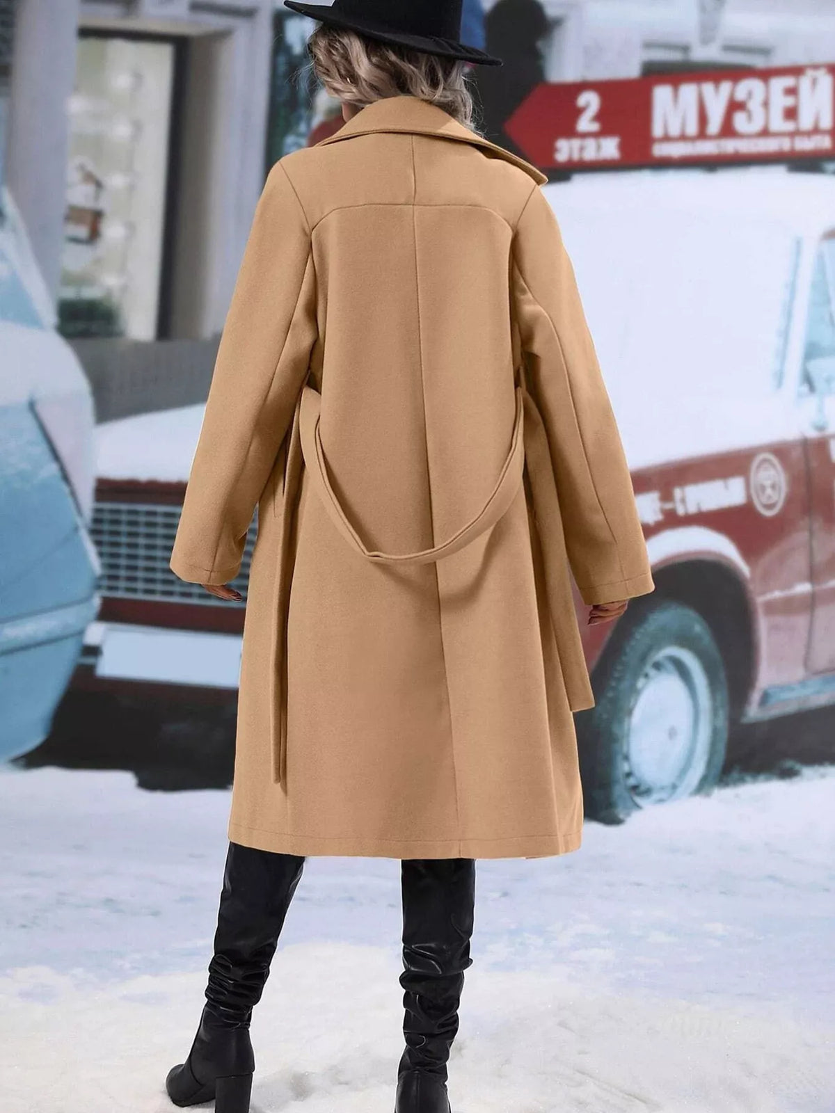 Double-breasted Lapel Collar Overcoat (9)