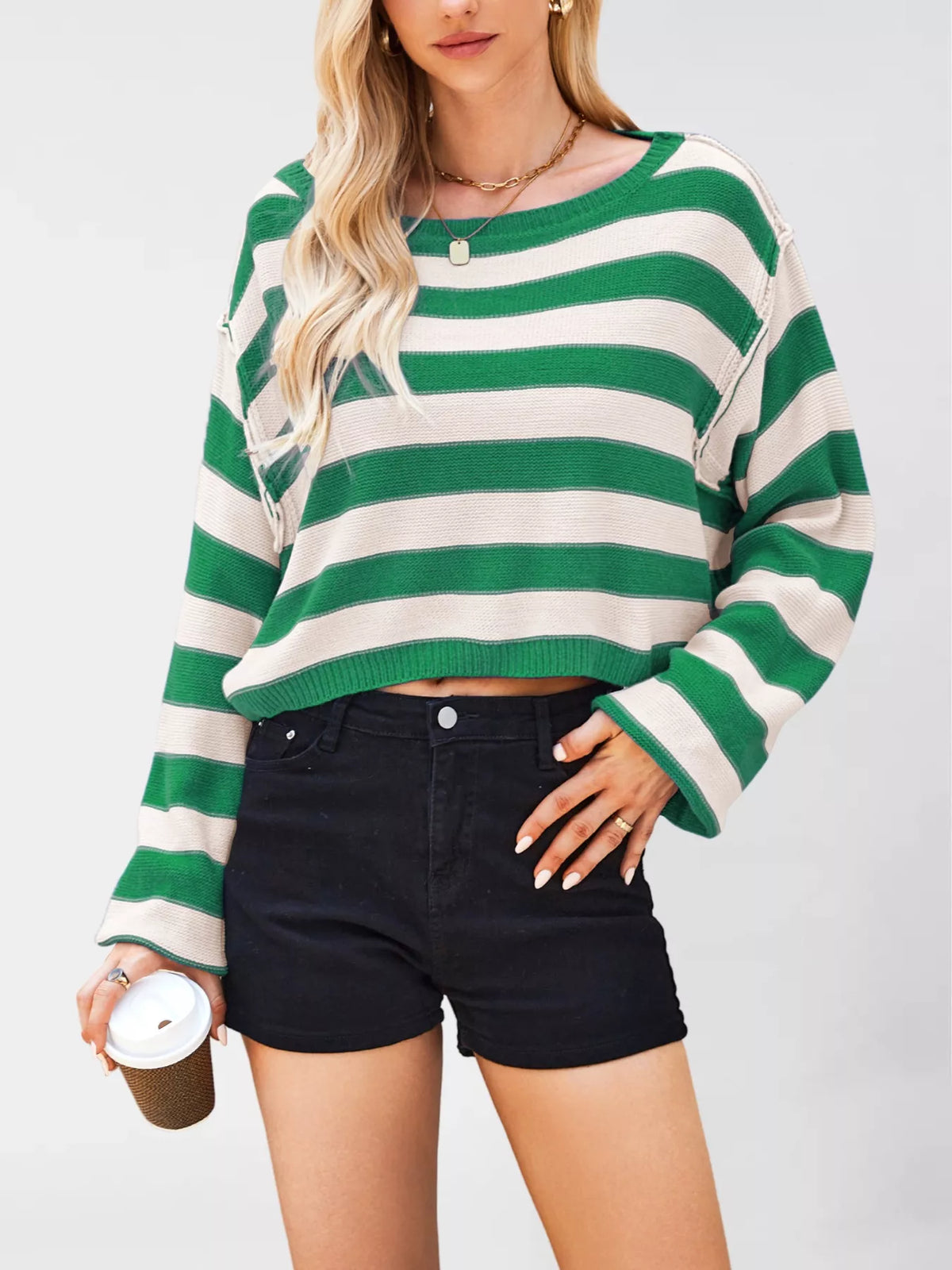 Striped Dropped Shoulder Sweater (17)