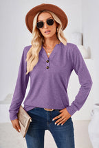 Notched Button Detail Long Sleeve T-shirt (26)