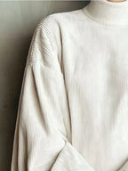 Full Size Corduroy Mock Neck Lantern Sleeve Mini Dress Plus (4)