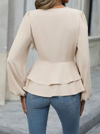 Surplice Balloon Sleeve Blouse (7)