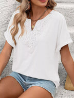 Lace Trim Short Sleeve T-shirt (36)