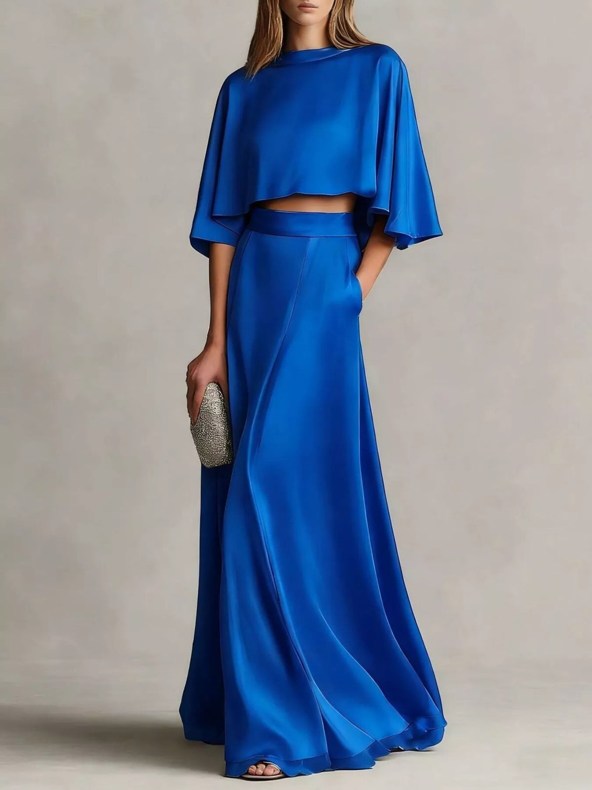 Full Size Satin Crop Top Maxi Skirt Two-piece Set Plus (10)