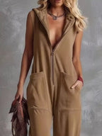 Sleeveless Hooded Zip-front Casual Jumpsuit (8)