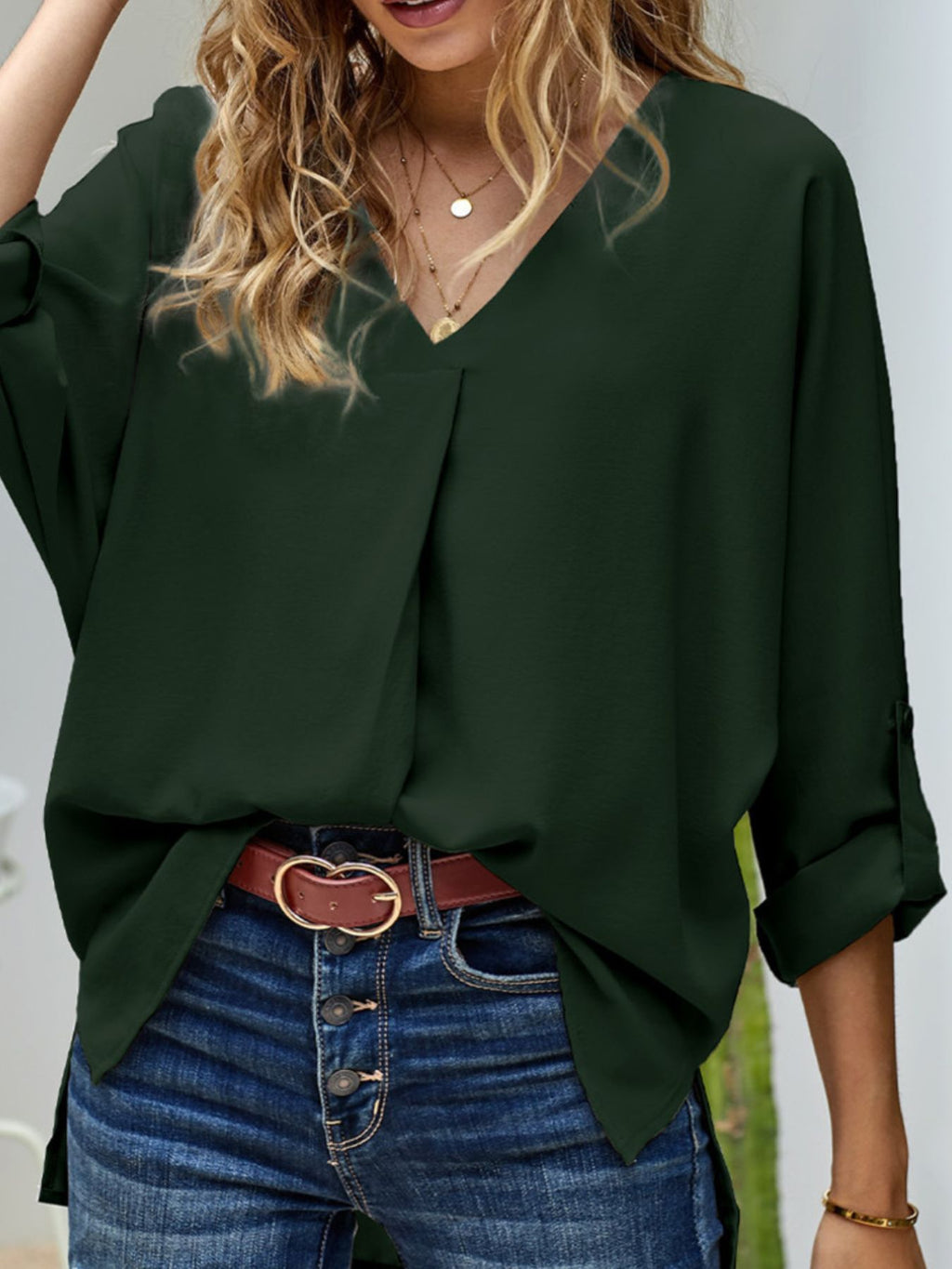Elegant V-neck Long Sleeve Blouse (17)