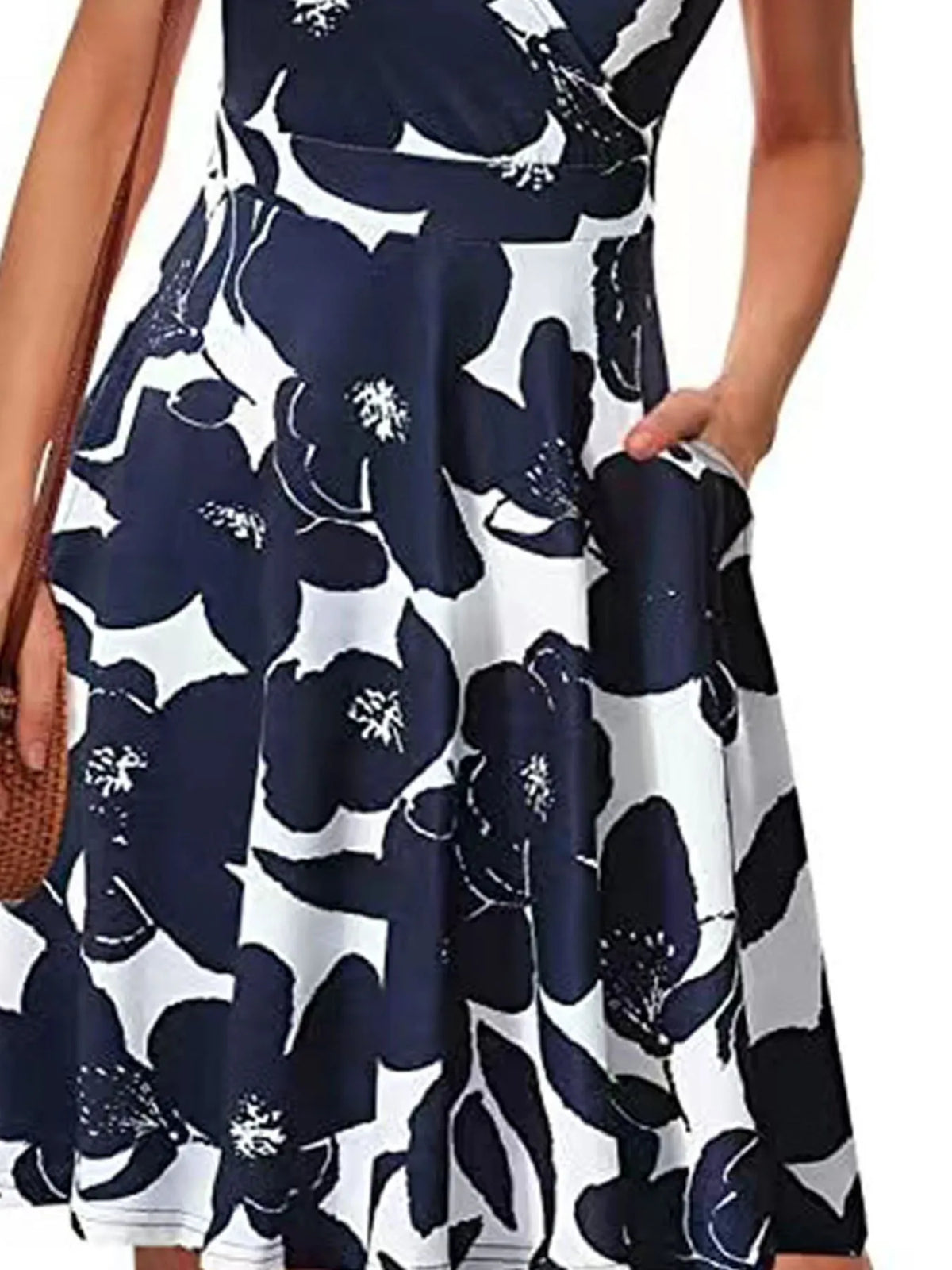 Printed Surplice Sleeveless Dress (9)