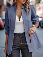 Slim Fit Open Front Blazer (4)