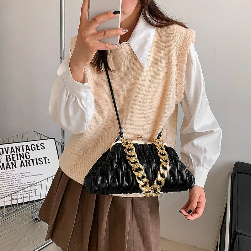 Autumn Embroidery Line Rhombus Chain Shoulder Bag photo 4