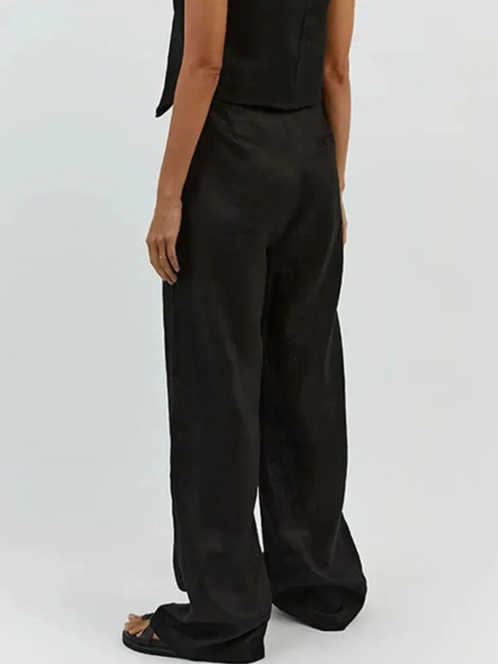 Full Size V-neck Vest Wide Leg Pants Set Plus (10)