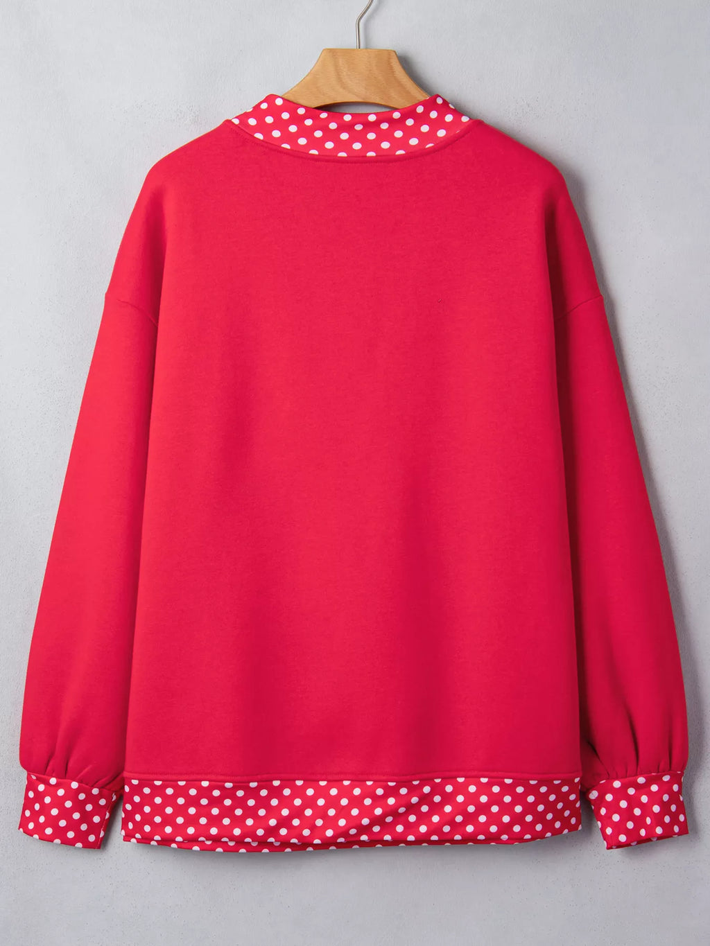 Polka Dot Trim Contrast Crew Neck Sweatshirt (7)