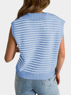 Collared Neck Striped Sweater Vest (21)