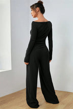 Boat Neck Long Sleeve Top Pants Set (18)
