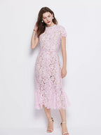 Lace Short Sleeve Mermaid Dress (2)