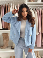 Double-breasted Lapel Collar Jacket (5)