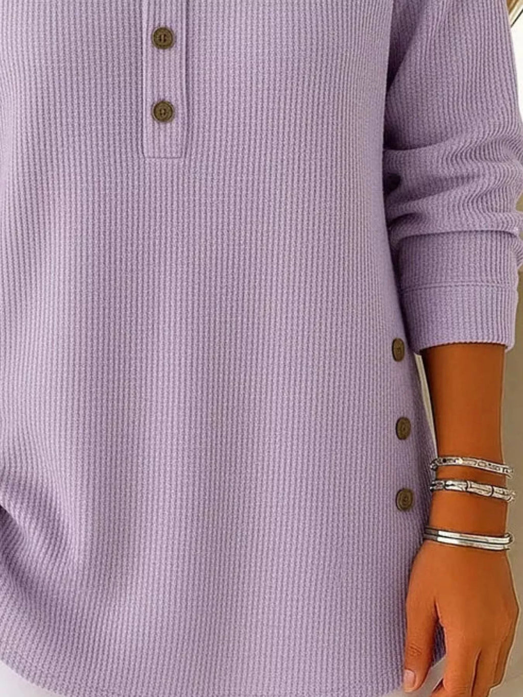 Full Size Button Detail Corduroy Top Plus (18)