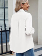 Solid Color Collared Neck Long Sleeve Shirt (15)
