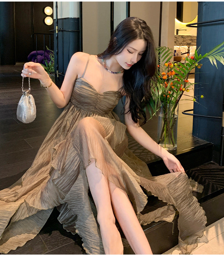 Pleated Irregular Elegant Midi Dress photo 5