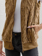 Full Size Cozy Faux Fur Zip-up Vest Coat Plus (9)
