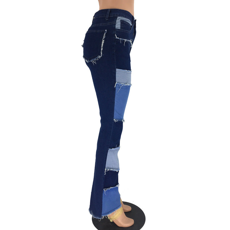 Patchwork High-rise Flared Jeans photo 4