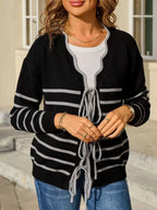 Striped Tie Front Knit Cardigan (8)