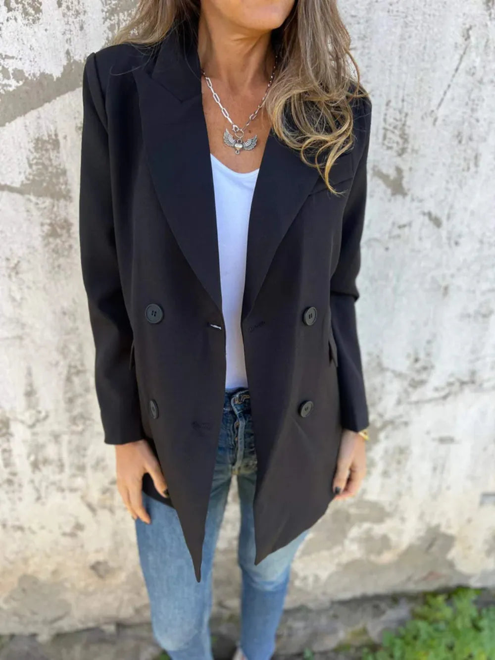 Full Size Collared Neck Long Sleeve Blazer (4)