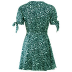 V-neck Short Sleeve Printed Skirt Dress photo 3