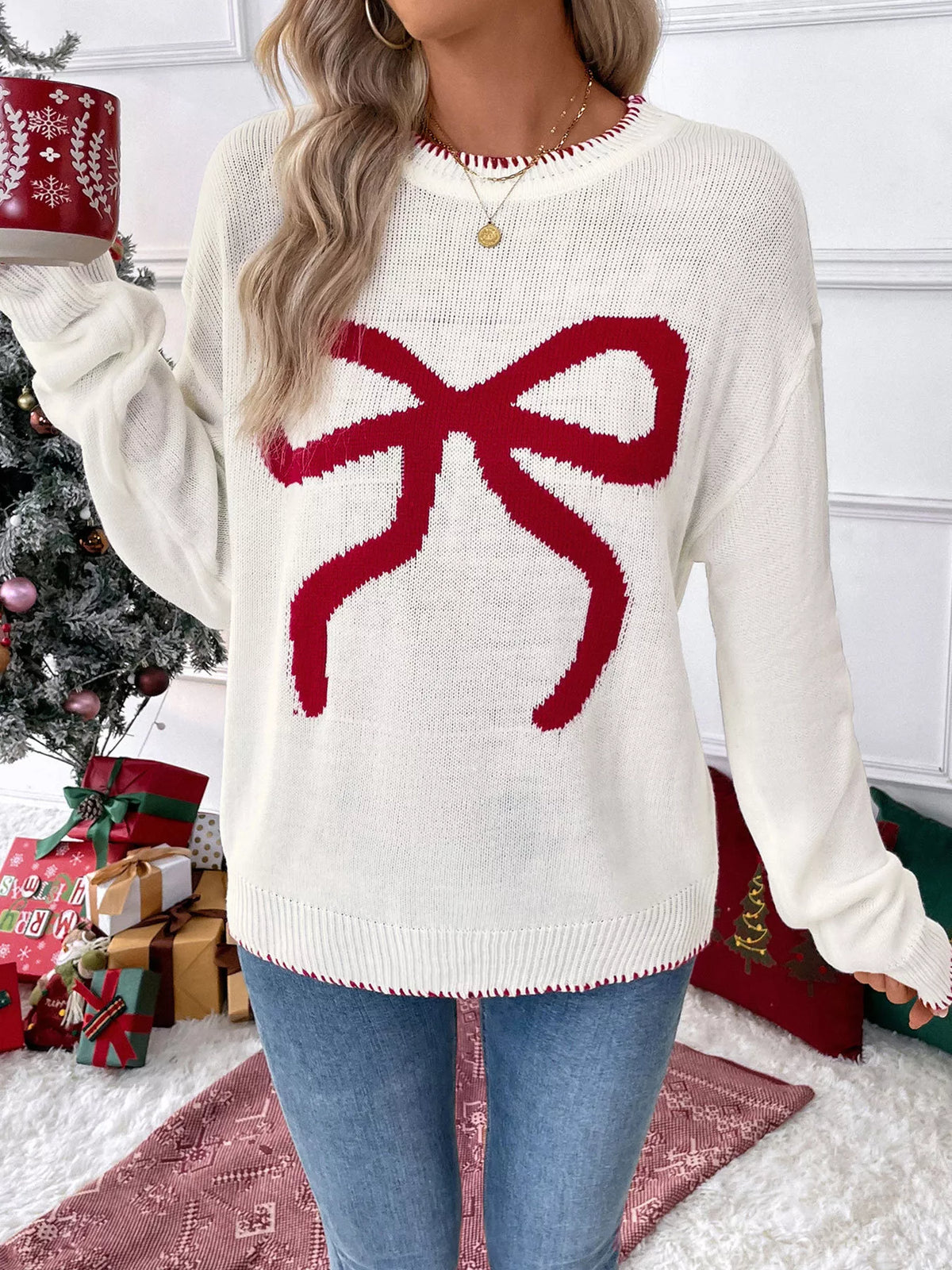 Bow Round Neck Sweater (3)