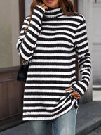 Striped Turtleneck Long Sleeve Knit Top (3)