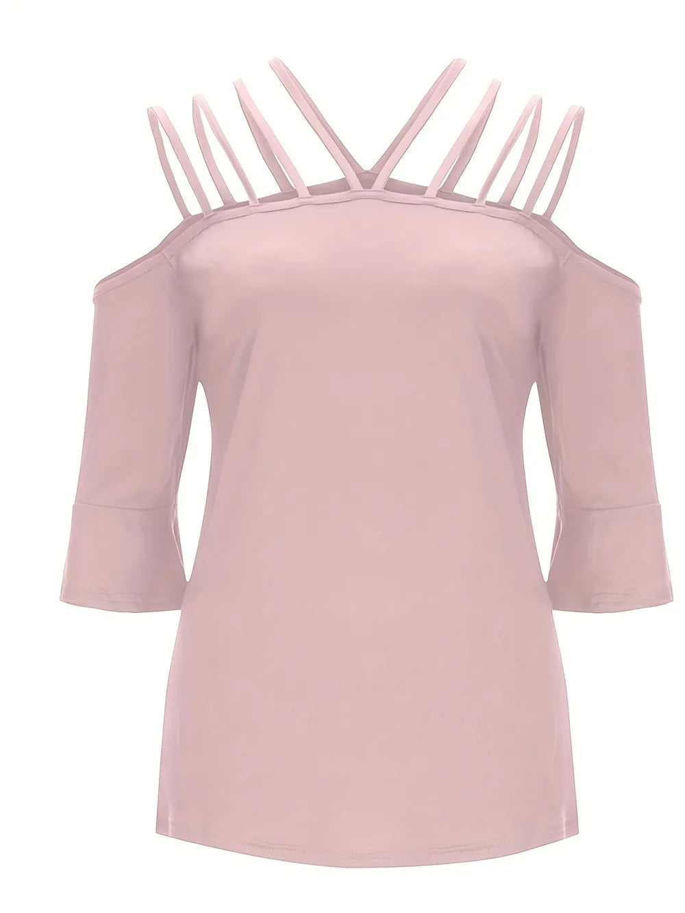Full Size Cold Shoulder Three-quarter Sleeve Blouse (14)